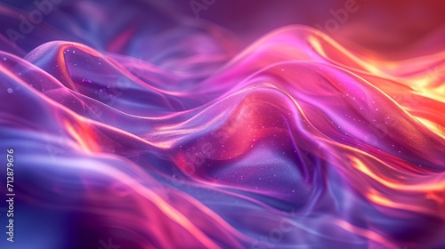 Fluid, glossy neon wave in a 3D holographic style. Vibrant, abstract background for depth. Lifelike HD camera realism.
