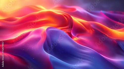 Fluid, iridescent neon wave in 3D, curving elegantly. Bright, holographic abstract backdrop for depth. HD camera clarity.