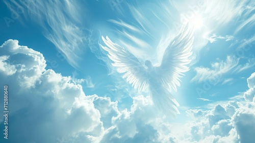 Angel spirit in blue sky with clouds © Jennifer