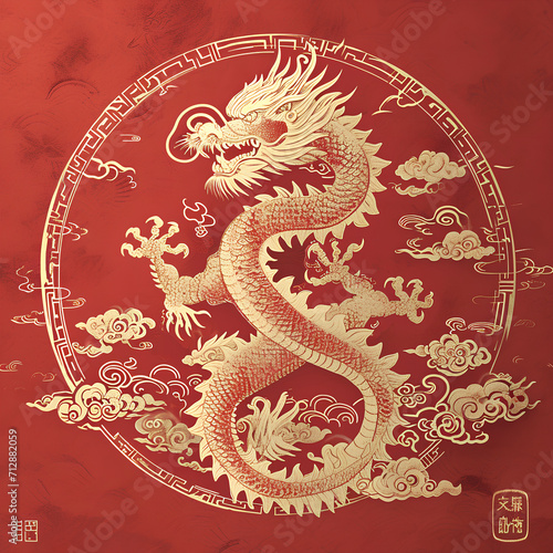 chinese new year golden dragon, lunar of the year