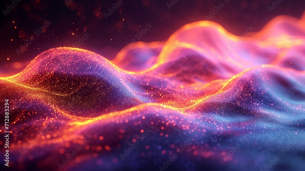 Glossy neon wave in fluid motion, 3D-rendered. Set against a vibrant, holographic abstract background. Realistic HD camera effect. Glossy neon wave in fluid motion, 3D-rendered. Set against a vibrant, holographic abstract background. Realistic HD camera effect.