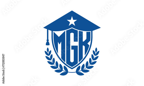 MGK three letter iconic academic logo design vector template. monogram, abstract, school, college, university, graduation cap symbol logo, shield, model, institute, educational, coaching canter, tech