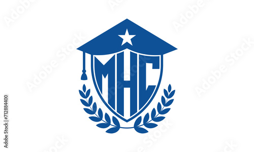 MHC three letter iconic academic logo design vector template. monogram, abstract, school, college, university, graduation cap symbol logo, shield, model, institute, educational, coaching canter, tech photo