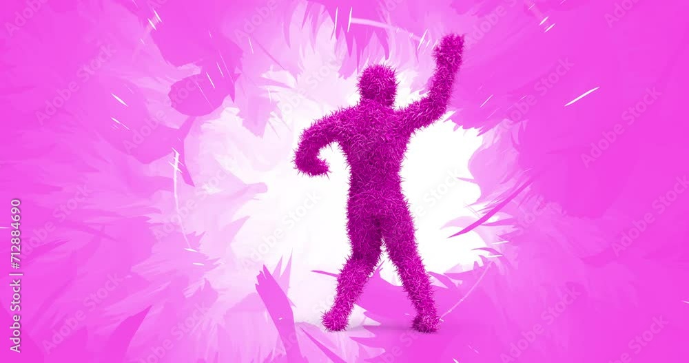 3D Pink Furry Character On Jungle Like Animated Background. Perfect Loop. Dance And Entertainment Related 3D Abstract Animation. 3D Pink Furry Character On Jungle Like Animated Background. Perfect Loop. Dance And Entertainment Related 3D Abstract Animation.