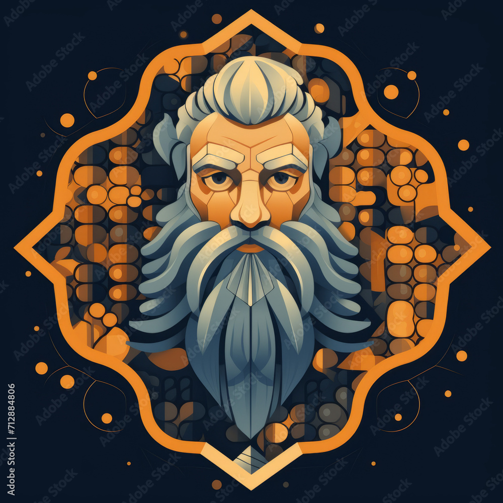Viking man and honeycomb pattern Viking man and honeycomb pattern