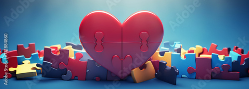a pair of hearts that fit together like puzzle photo