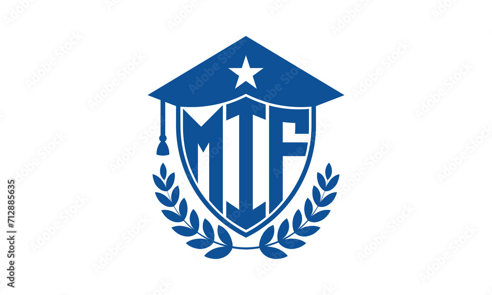 MIF three letter iconic academic logo design vector template. monogram, abstract, school, college, university, graduation cap symbol logo, shield, model, institute, educational, coaching canter, tech MIF three letter iconic academic logo design vector template. monogram, abstract, school, college, university, graduation cap symbol logo, shield, model, institute, educational, coaching canter, tech