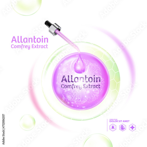 concept of Allantoin Comfrey Extract  Serum for Skin Care Cosmetic poster, banner design