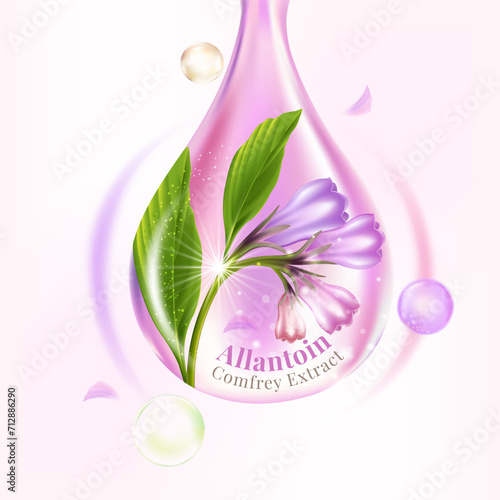 concept of Allantoin Comfrey Extract  Serum for Skin Care Cosmetic poster, banner design