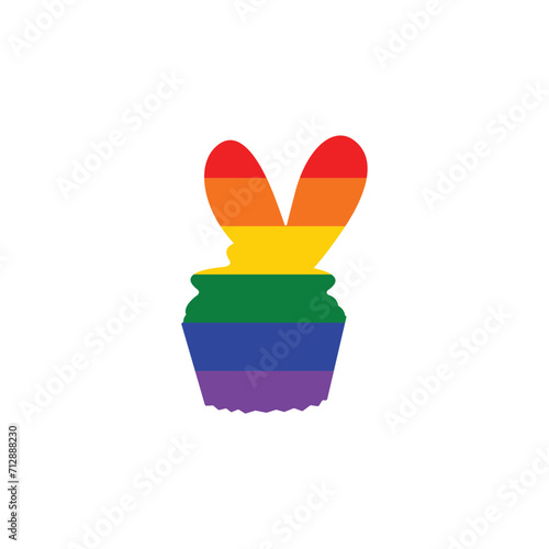 Rainbow LGBT cupcake isolated on a white background