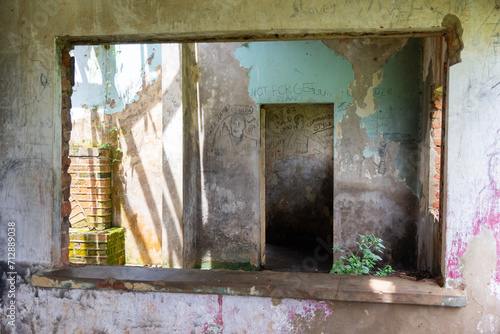 An abandoned British villa on a hill near Ssezibwa falls, District of Mukono, Uganda. photo