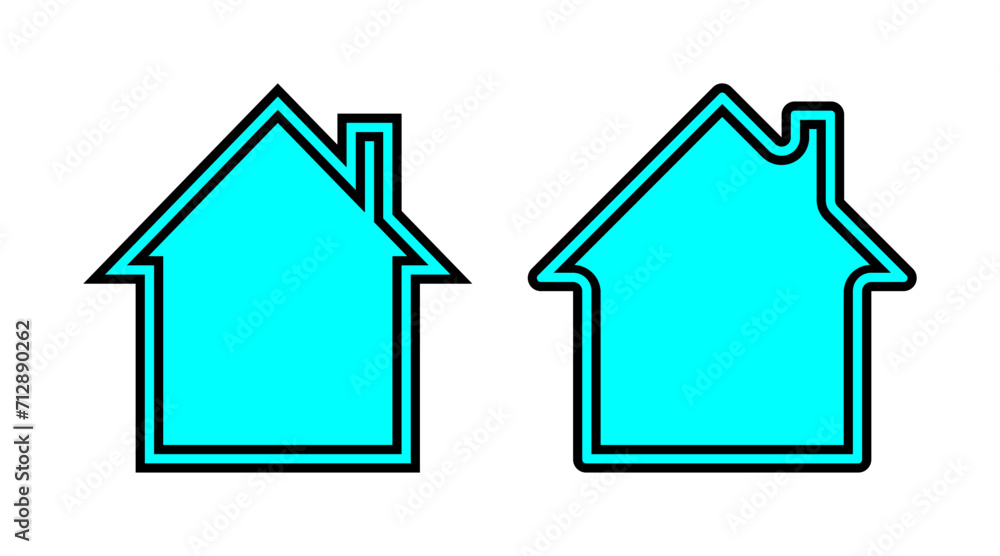 Black and blue home outline icon set vector. Building line icon illustration isolated on white background. Black and blue home outline icon set vector. Building line icon illustration isolated on white background.