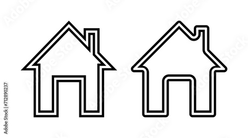 Home line icon set vector. House building outline icons illustration isolated on white background.