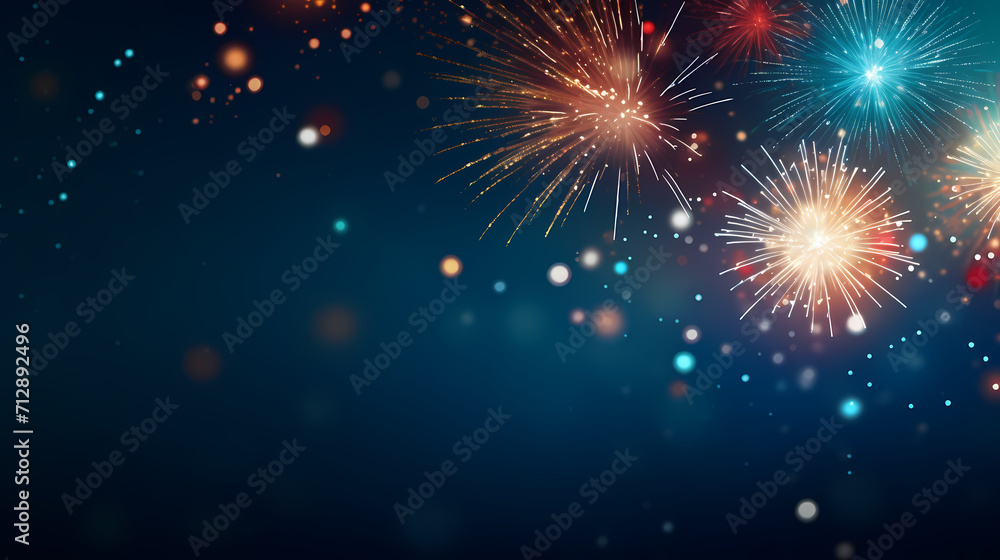 Happy New Year, burning fireworks with bokeh light background Happy New Year, burning fireworks with bokeh light background