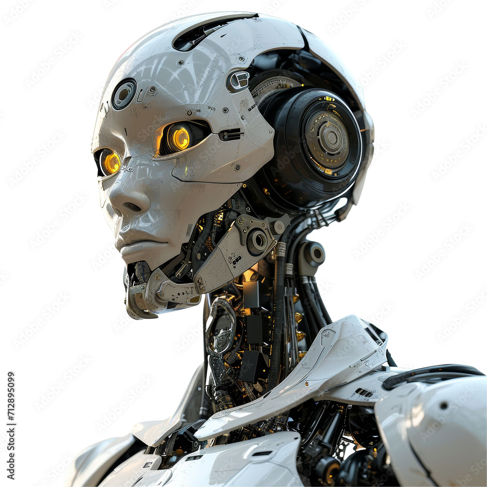 Fototapeta premium AI Robot Chatbot Isolated on Transparent or White Background, PNG