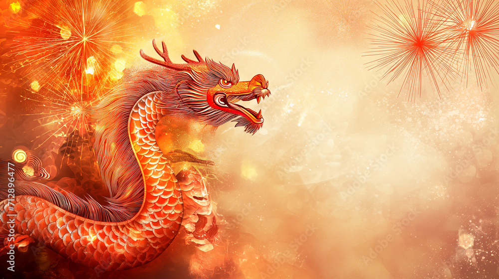 Dragon Happy new year chines red background Dragon Happy new year chines red background