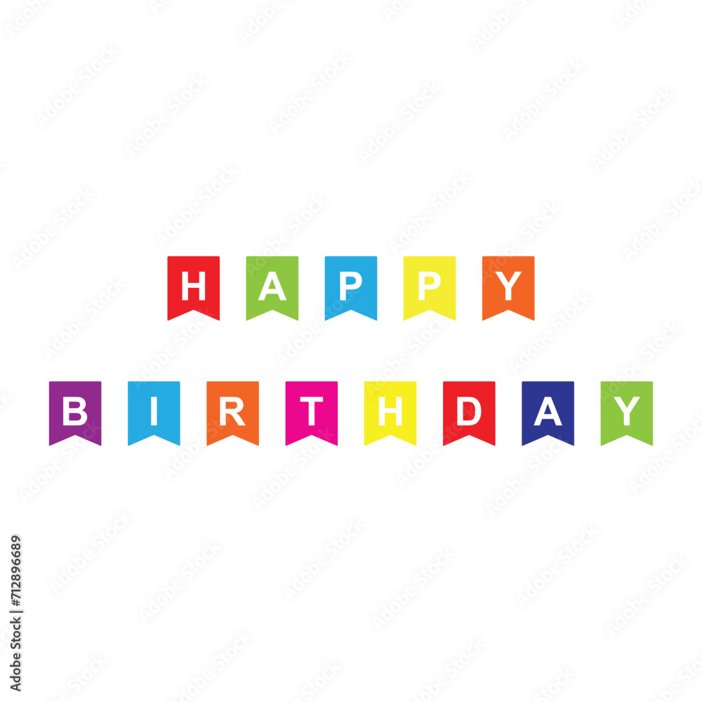 Obraz premium happy birthday banner bunting flag icon vector