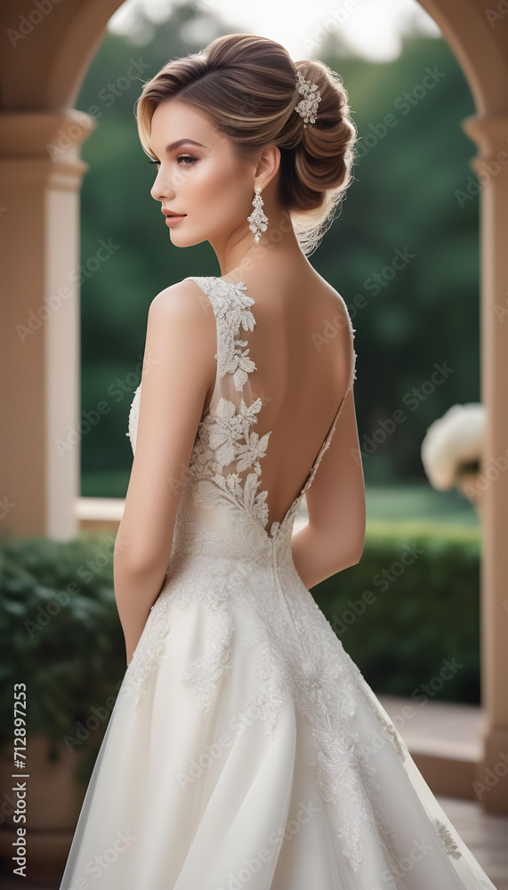 Beautiful beautiful bride model woman with beautiful hairstyle and makeup in elegant wedding dress fashion Beautiful beautiful bride model woman with beautiful hairstyle and makeup in elegant wedding dress fashion