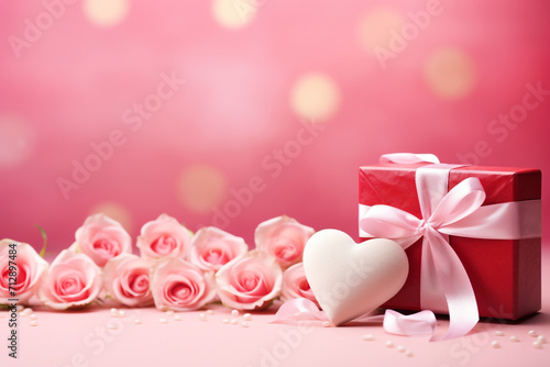 Valentine's day concept background with rose and gift box