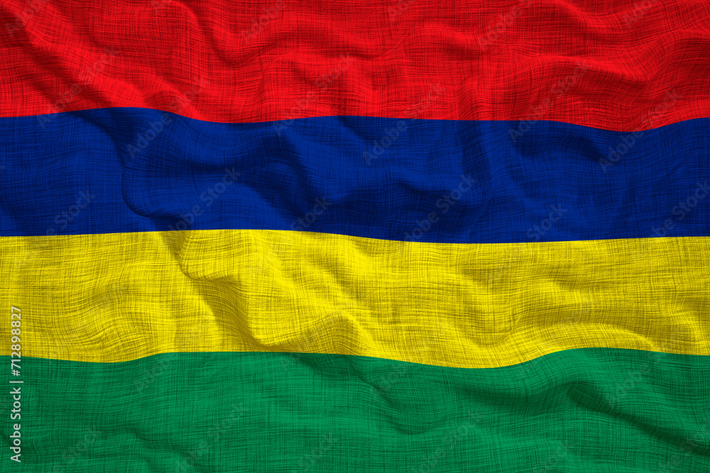 Naklejka premium National flag of Mauritius. Background with flag of Mauritius.
