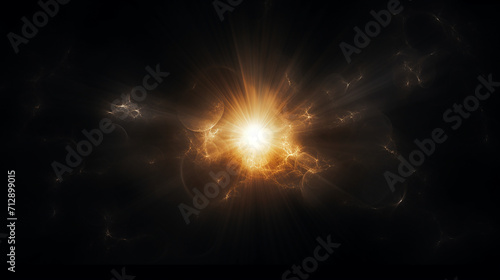 abstract natural sun flare on the black background photo