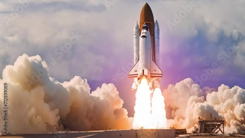 space shuttle launch on the launch pad. Generative AI photo
