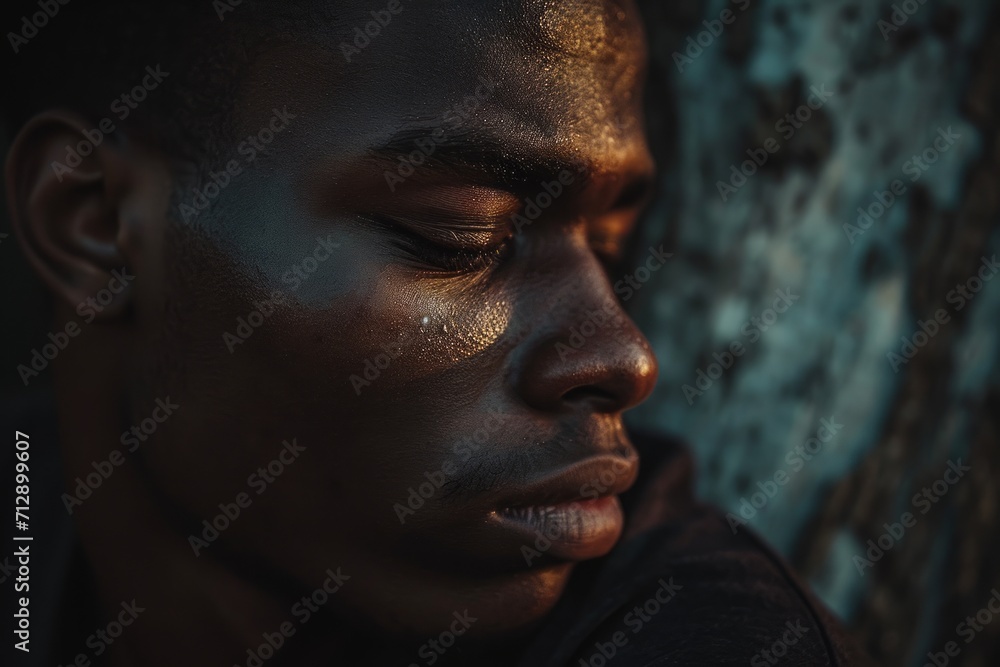Portrait of a young man struggling with depression and anxiety, mental health concept Portrait of a young man struggling with depression and anxiety, mental health concept