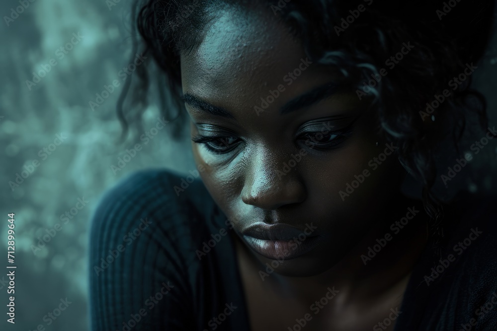 Portrait of a young woman struggling with depression and anxiety, mental health concept Portrait of a young woman struggling with depression and anxiety, mental health concept