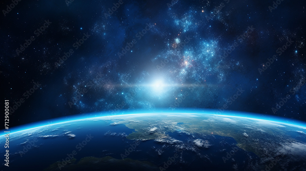 Fototapeta premium earth from space earth globe with stars and nebula