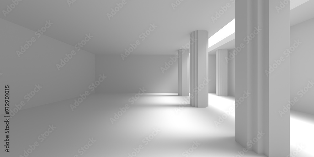 Fototapeta premium Minimalistic room space. White clean empty architecture interior