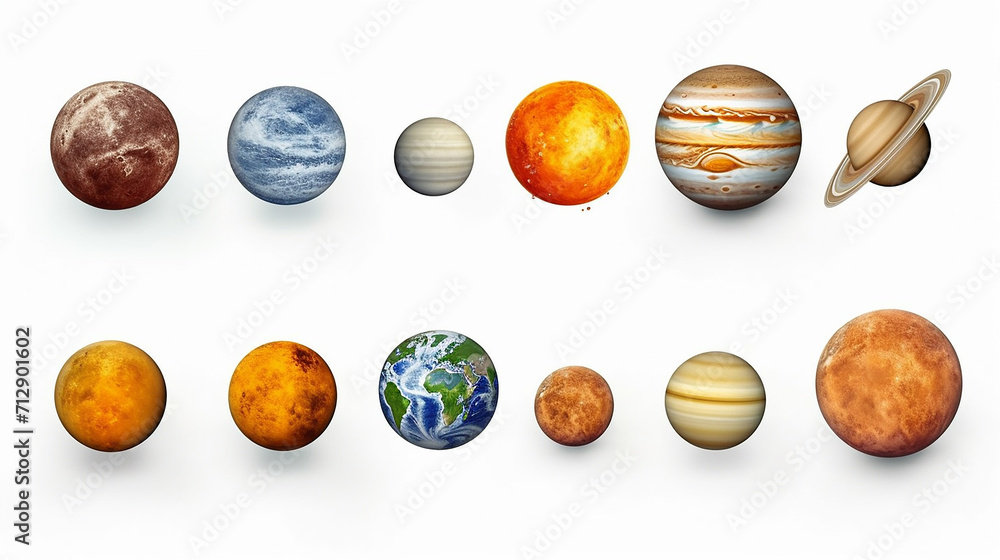 the planets of the solar system isolated on white background the planets of the solar system isolated on white background