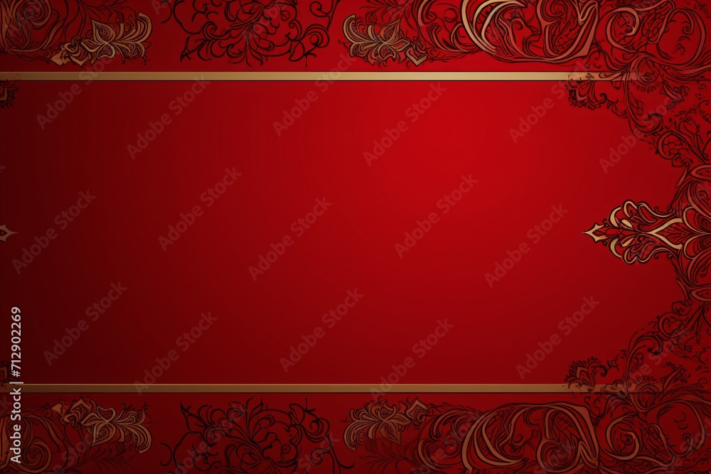 Red color card design with frames borders for greeting card, invitation card, or banners