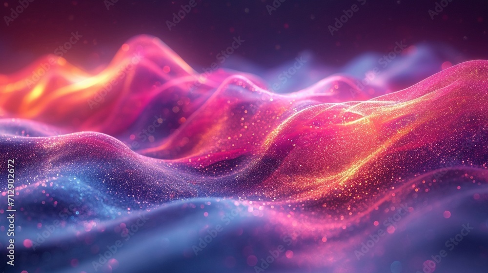 Vibrant, iridescent neon wave in fluid 3D motion. Set against a holographic, colorful abstract background. Realistic HD appearance. Vibrant, iridescent neon wave in fluid 3D motion. Set against a holographic, colorful abstract background. Realistic HD appearance.