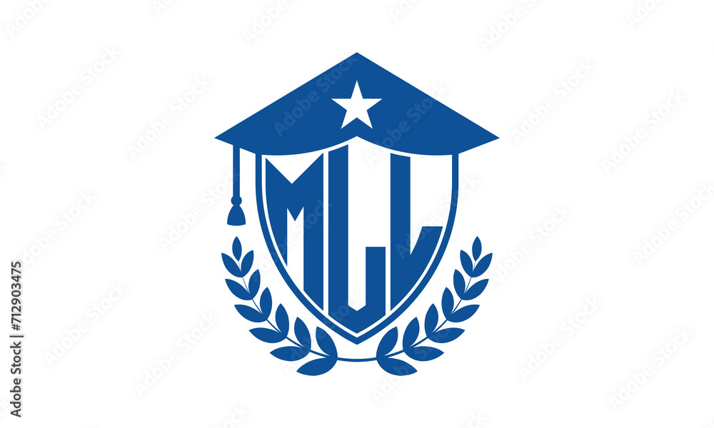 MLL three letter iconic academic logo design vector template. monogram, abstract, school, college, university, graduation cap symbol logo, shield, model, institute, educational, coaching canter, tech MLL three letter iconic academic logo design vector template. monogram, abstract, school, college, university, graduation cap symbol logo, shield, model, institute, educational, coaching canter, tech