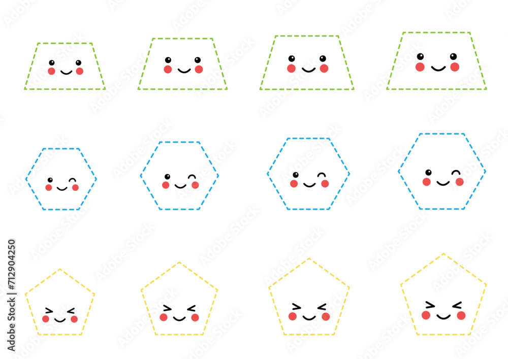 Tracing contours for kids. Cute geometric shapes. Handwriting practice. Tracing contours for kids. Cute geometric shapes. Handwriting practice.