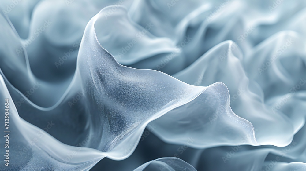 Fototapeta premium Close-up of a frozen silky leaf, capturing winter's soft and wavy touch.