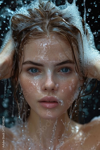 Beautiful young woman washi...