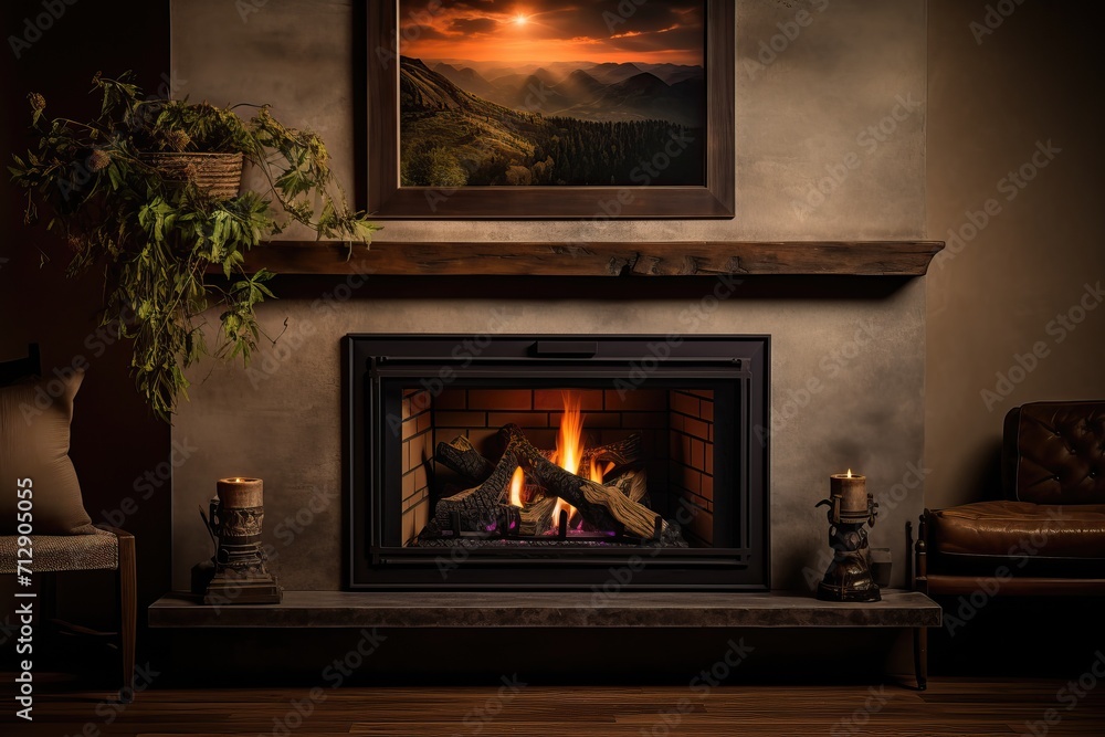 Naklejka premium Cozy fireplace in Gothic style