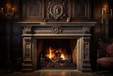Cozy fireplace in Gothic style