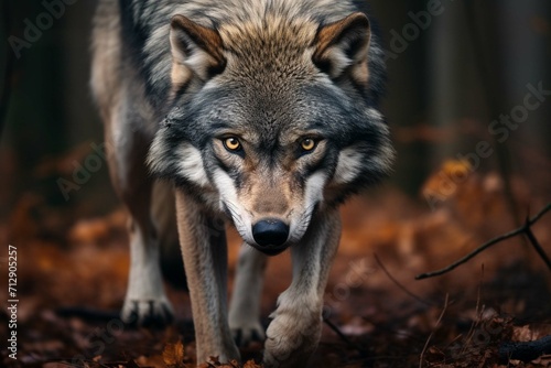A grey wolf Canis lupus 