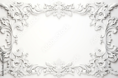 White frame with floral border texture in 3d