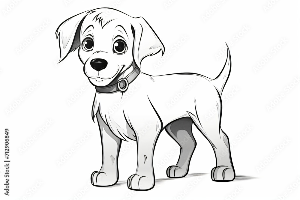 Black and white outline of a dog for coloring book