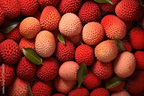 Fresh delicious lychee fruit top view