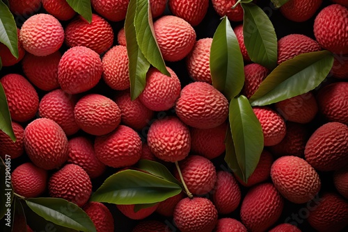 Fresh delicious lychee fruit top view