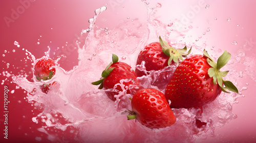 strawberry falling into water