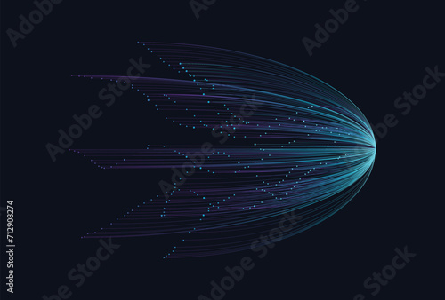 Wave lines flowing dynamic. Artificial intelligence deep learning visualization networks concept for AI, music, sound. Vector illustration