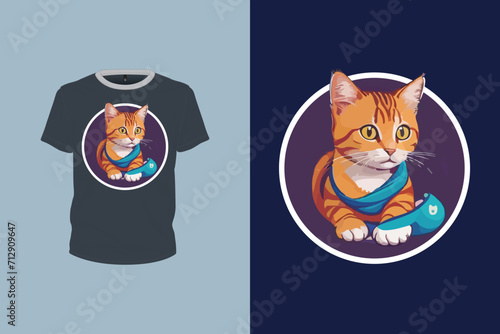 shocking cat illustration for t-shirt design, animal art, print ready vector file