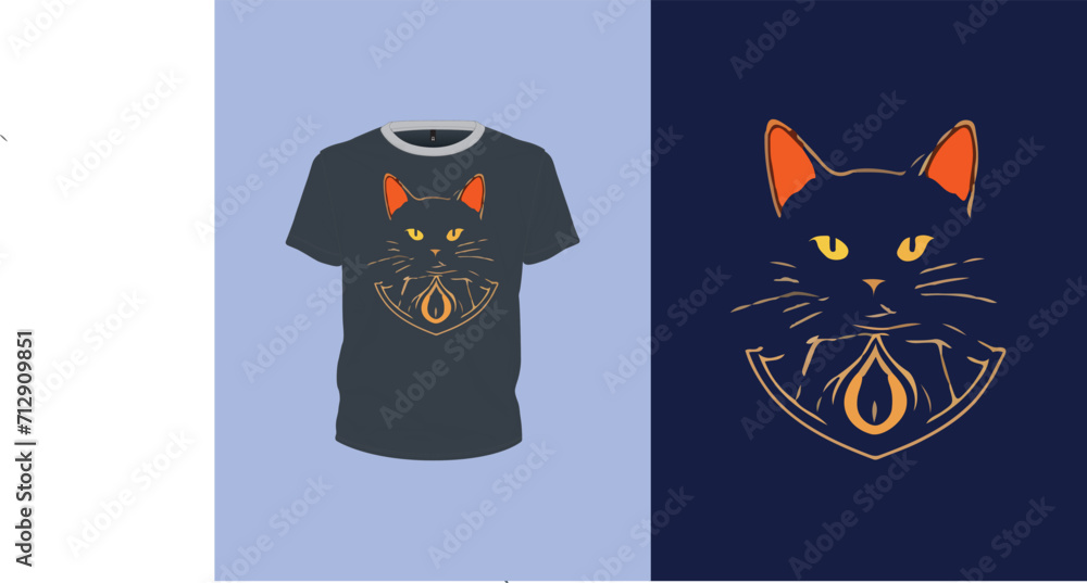 red and yellow cat logo illustration for t-shirt design, animal art, print ready vector file red and yellow cat logo illustration for t-shirt design, animal art, print ready vector file