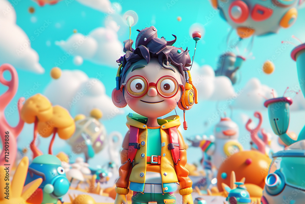 Fototapeta premium game character background 3d stylish wallpaper illustration