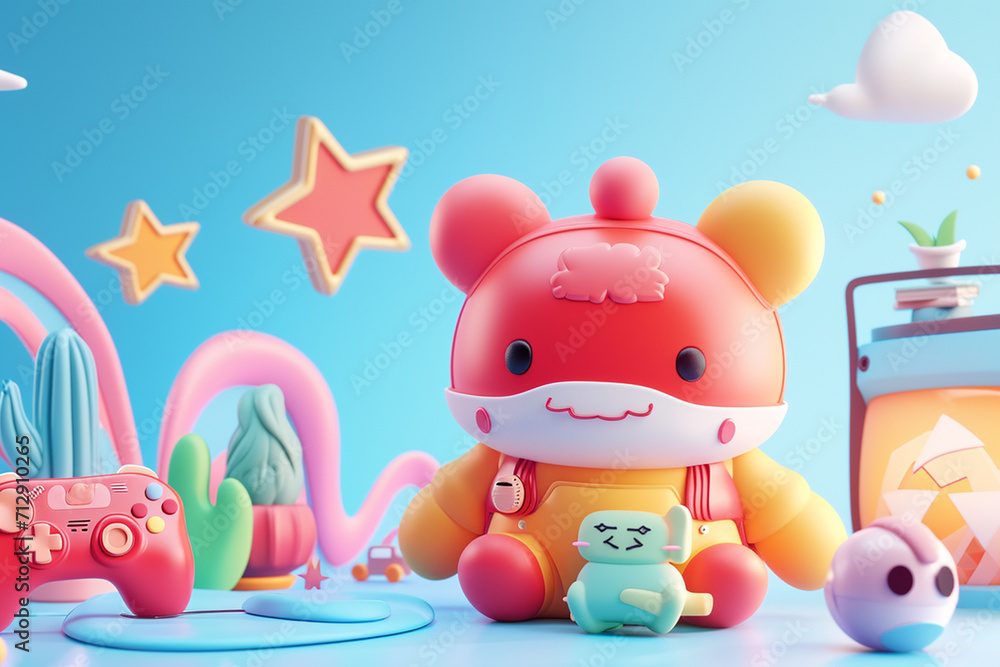 Naklejka premium game character background 3d stylish wallpaper illustration